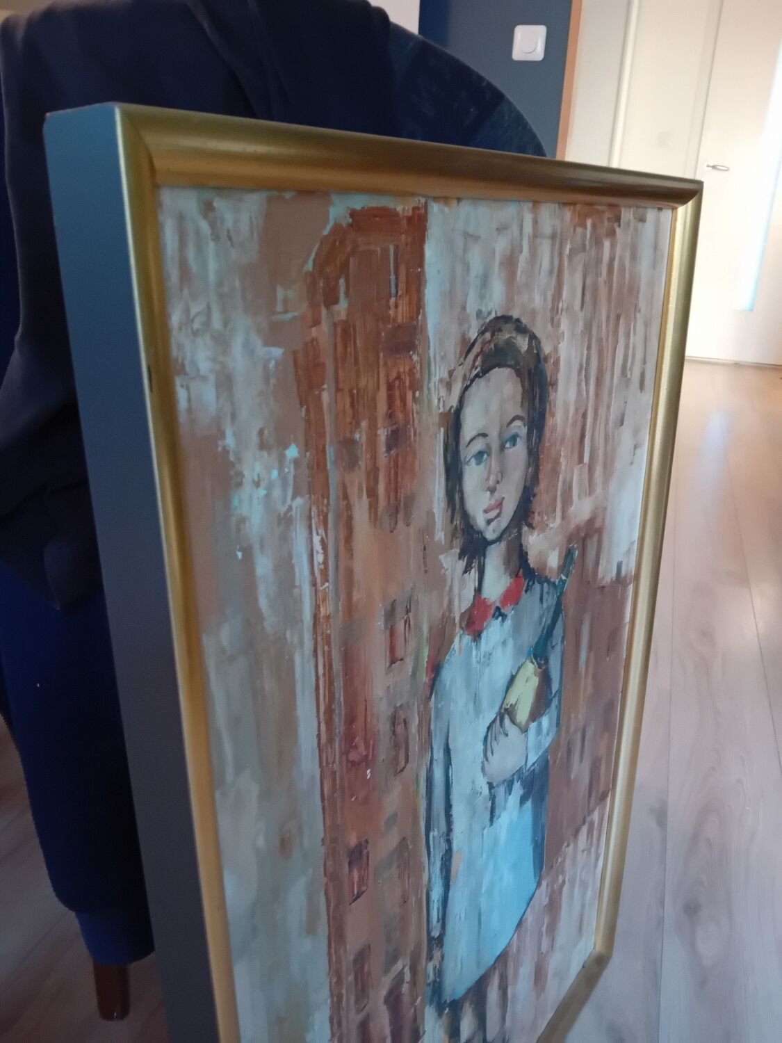 Painting young girl with bottle