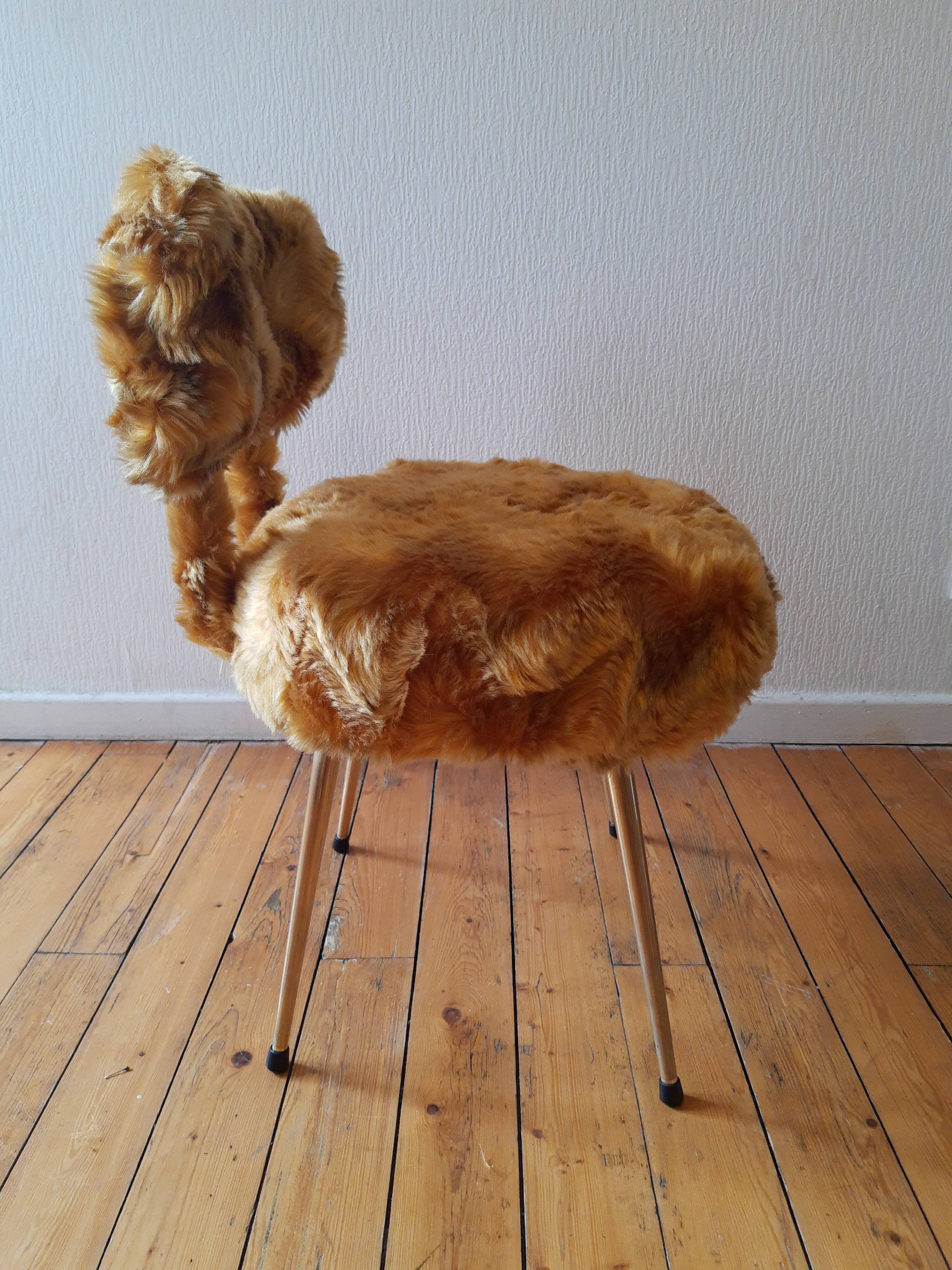 Vintage Moumoute Chair Pelfran Mustard Yellow