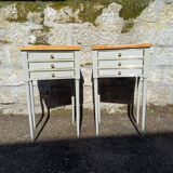 Pair of patinated bedside tables in Louis XVI style
