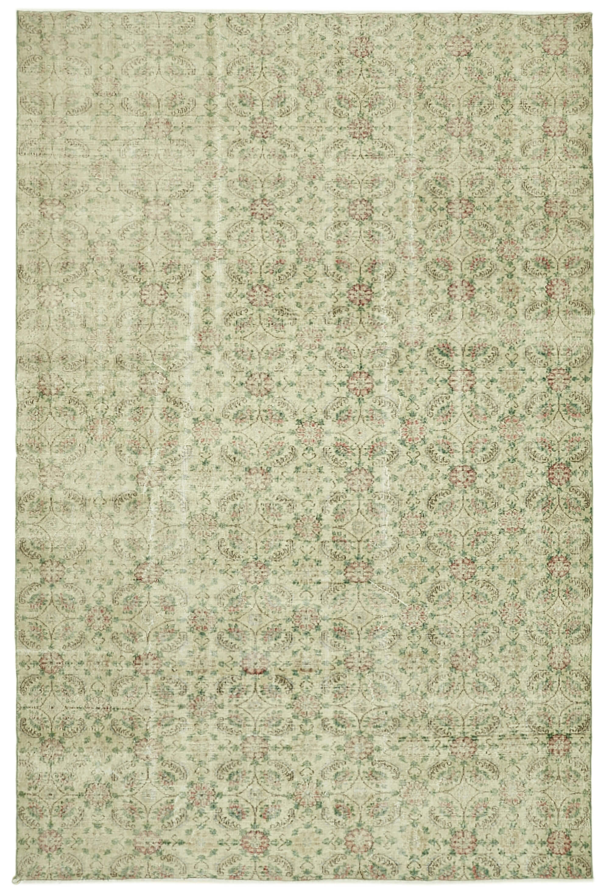 Handmade oriental contemporary 1980s 240 cm x 356 cm beige wool carpet