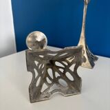Set of 2 Art Deco Style Metal Candlesticks - Elegant and Vintage Candle Holders