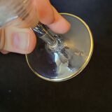 6 old wine glasses in engraved crystal and gold