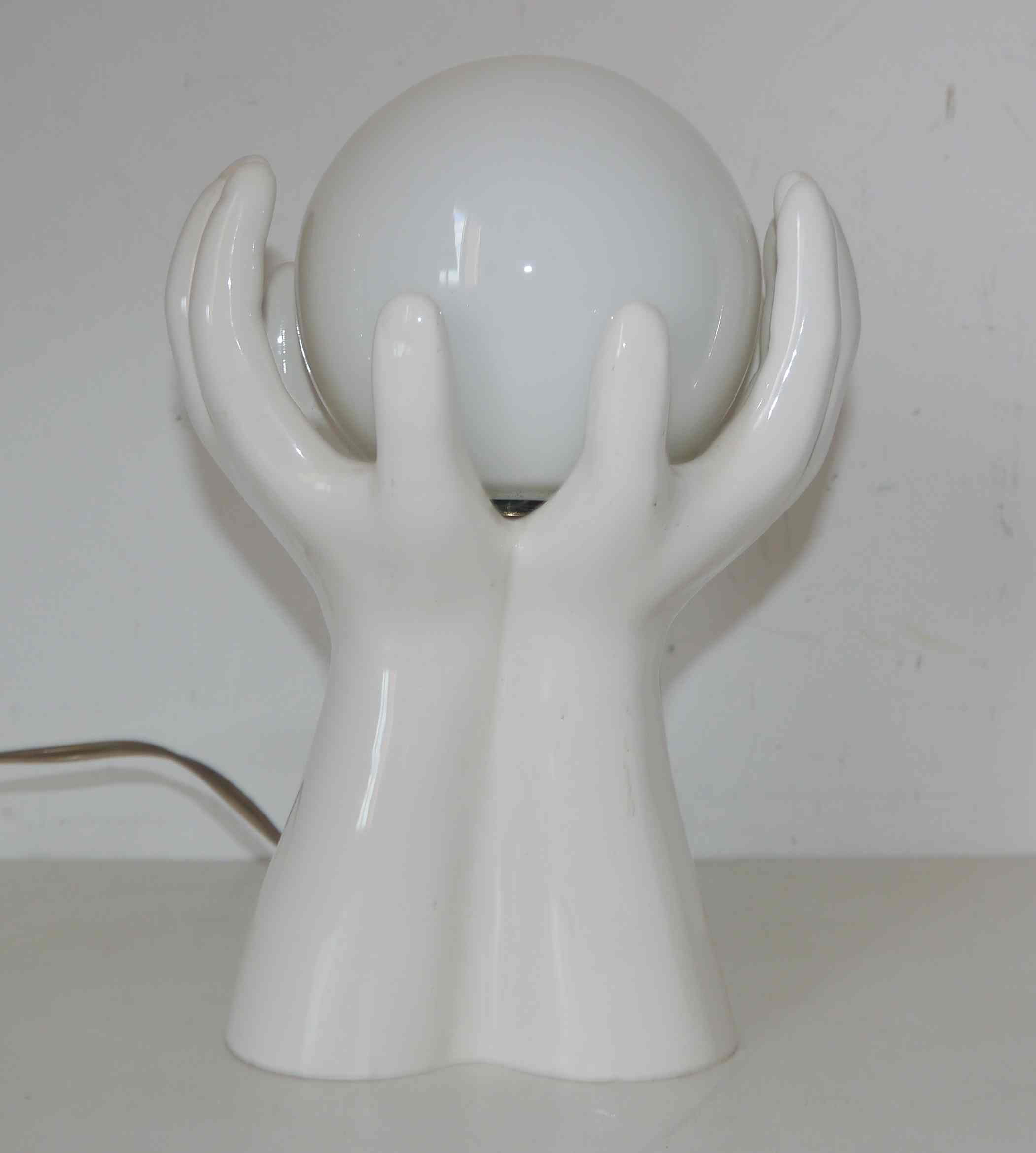Ceramic lamp or night light "hands together" 60's