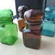 Set of 4 jars or bottles in colored glass Ariel 70s