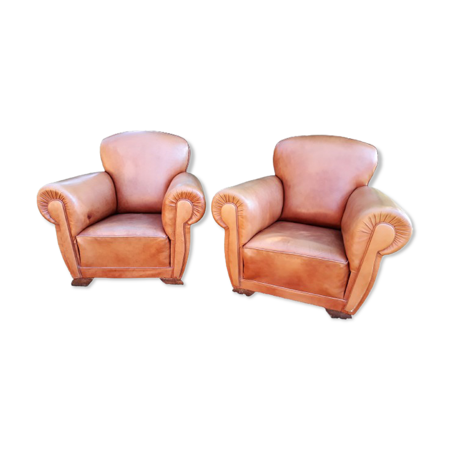 Paire de fauteuils club 1950