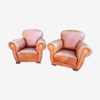 Paire de fauteuils club 1950