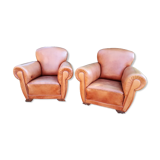 Paire de fauteuils club 1950