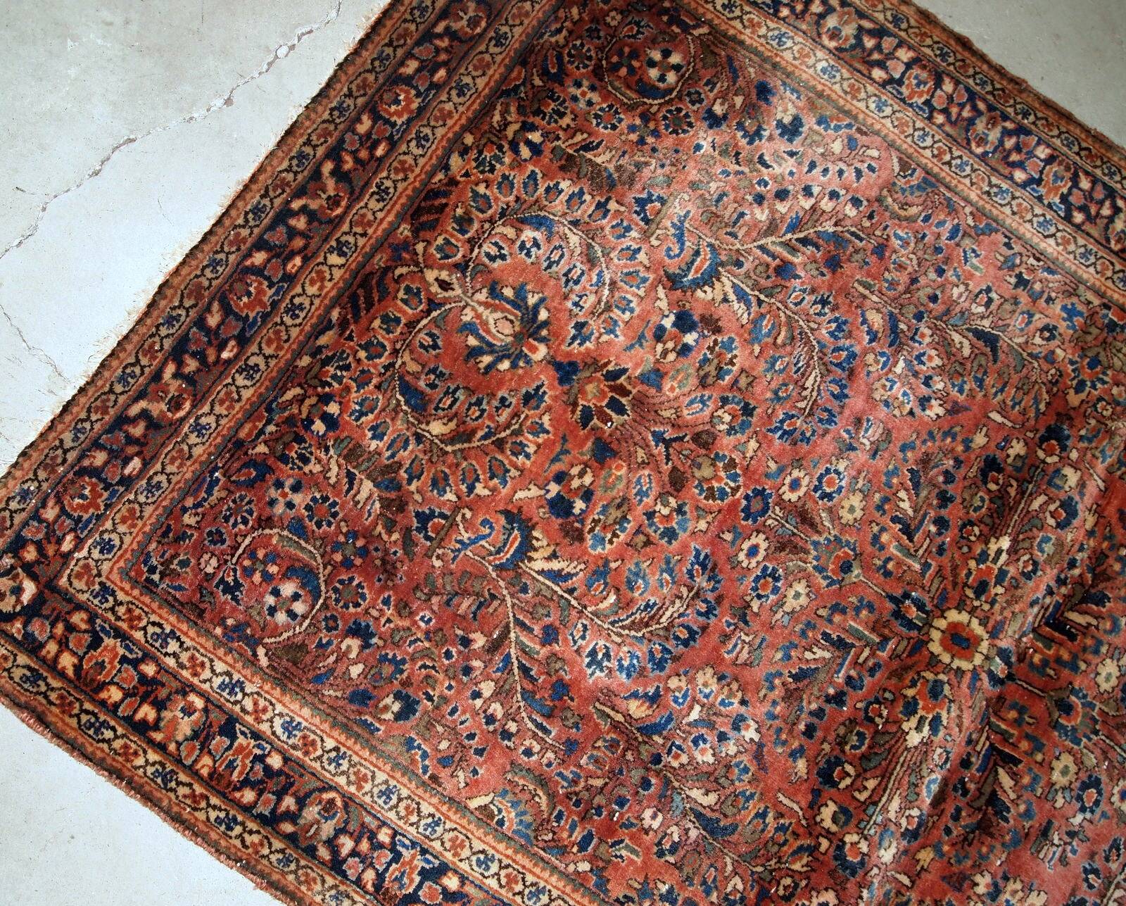 Handmade antique Persian Sarouk rug  x 161cm 1920s - 1B742