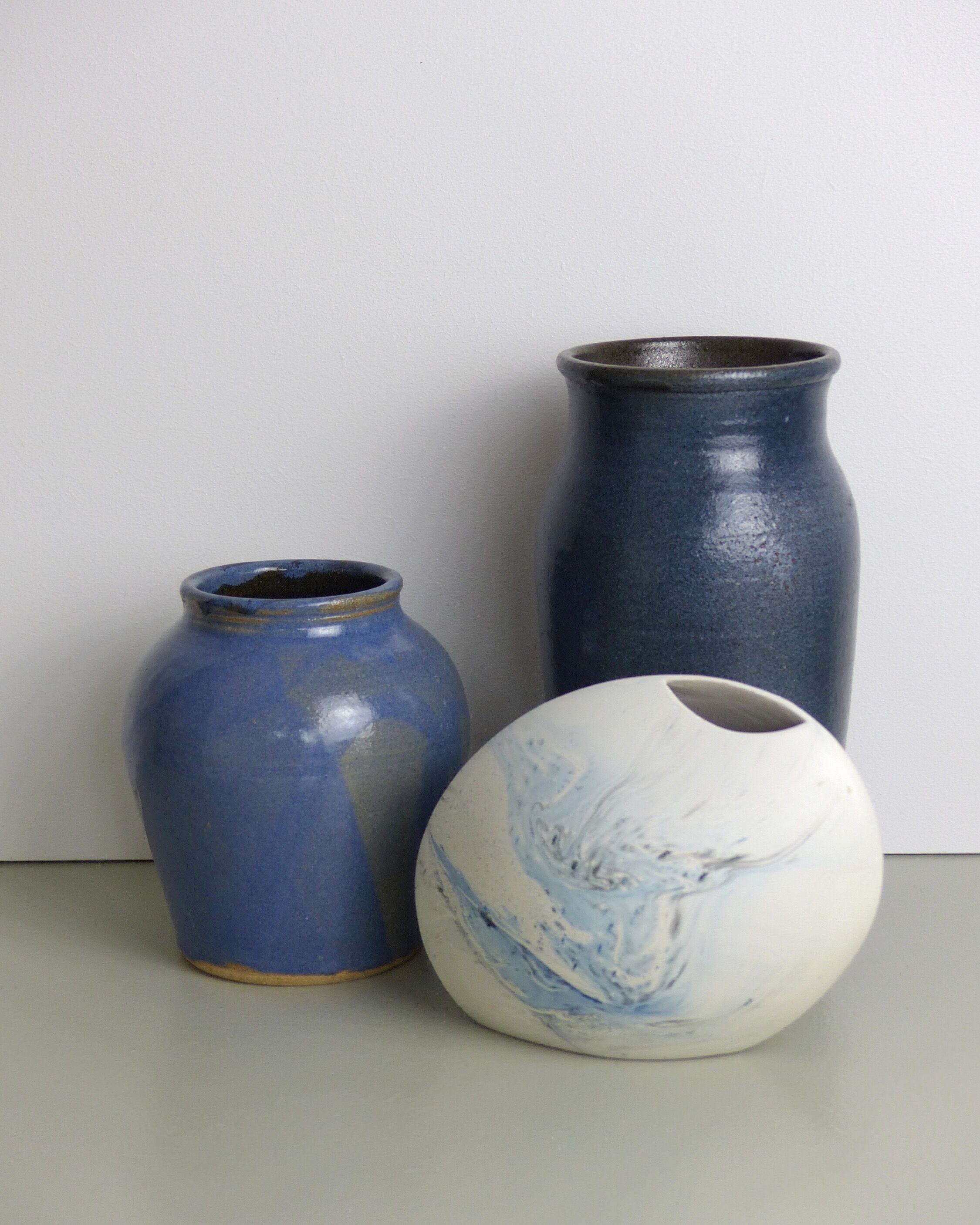 Blue ceramic vase signed