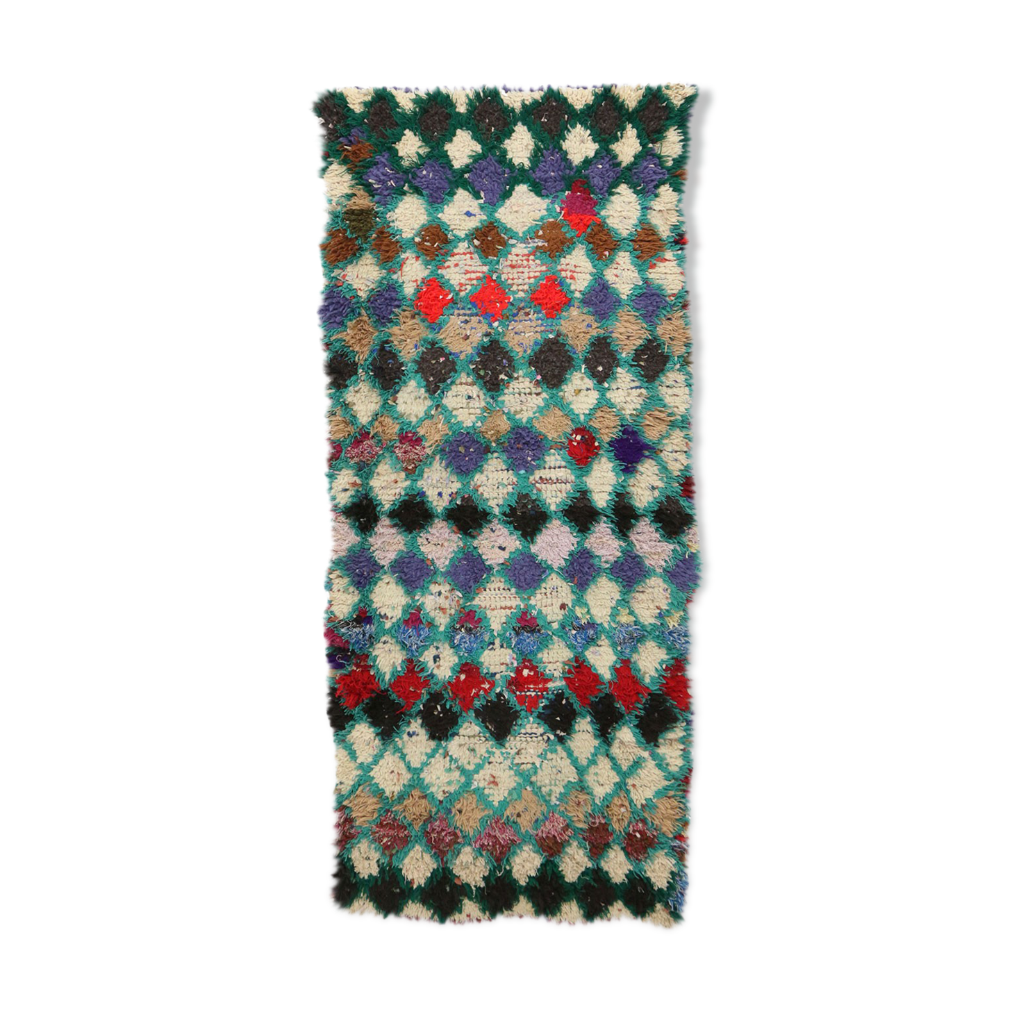 AZILAL Vintage Moroccan Rug, 2'11 x 6'9 feet / 90 x 205 cm
