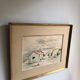 Framed watercolor seaside house