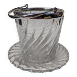 Ice bucket and its plate in Baccarat crystal, bamboo model.