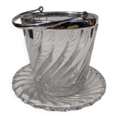 Ice bucket and its plate in Baccarat crystal, bamboo model.