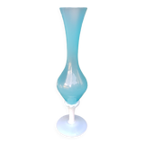 Blue and white opaline vase