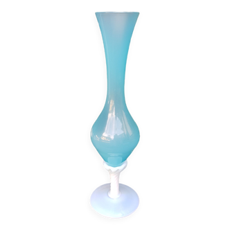 Blue and white opaline vase