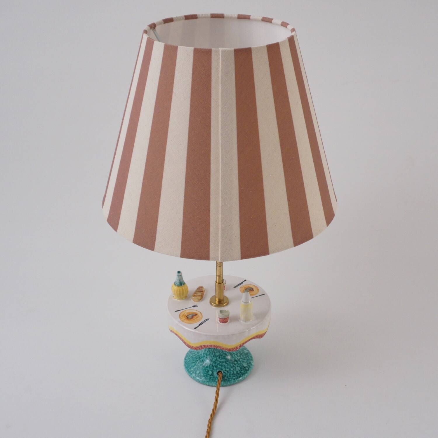 Vintage Florentine ceramic table lamp from the 1950s by MAF, Italian.