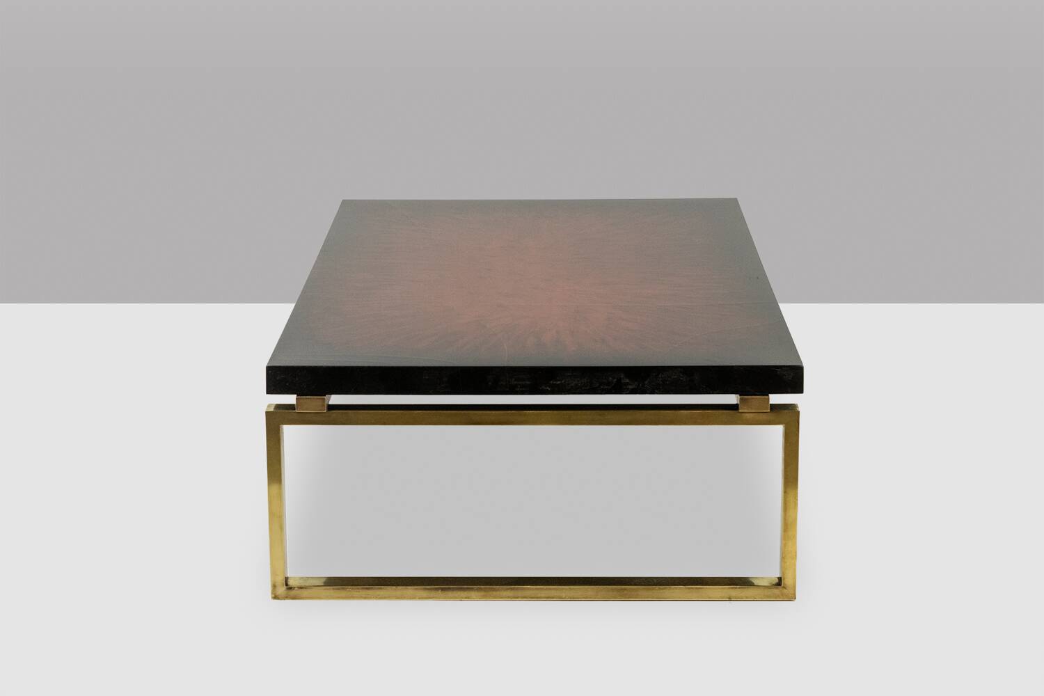 Maison Charles. Bronze coffee table with lacquered top. 1970s.
