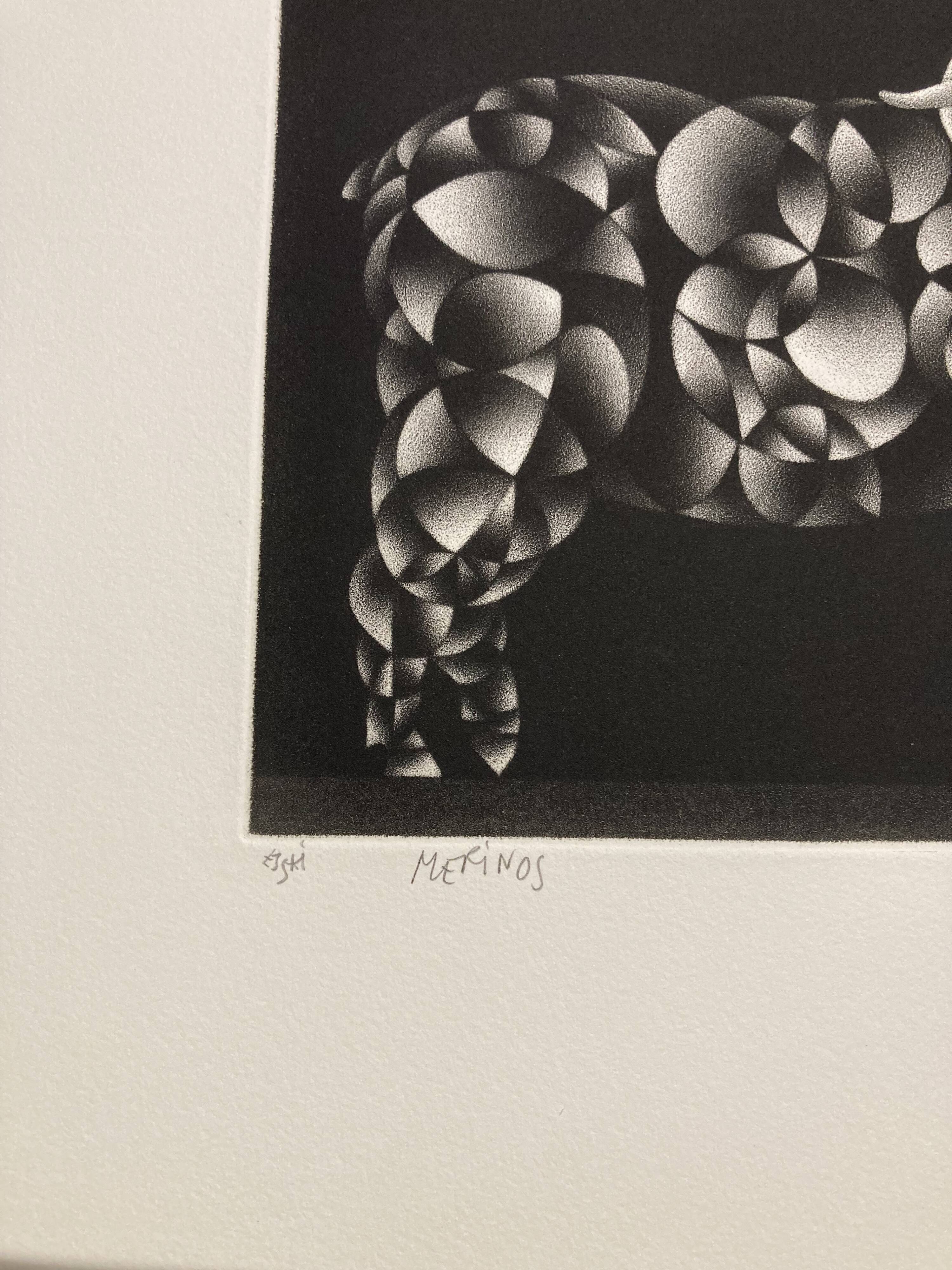 Mario avati (1921-2009), merinos, black manner, 1970