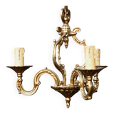 Vintage French Cage Chandelier: Bronze & Brass 3-Branch Ceiling Light