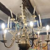 Lustre hollandais du XVIIème siècle à tête d'aigle bicéphale