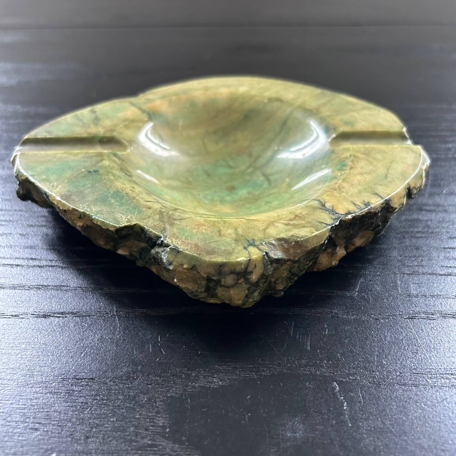 Green calcite ashtray