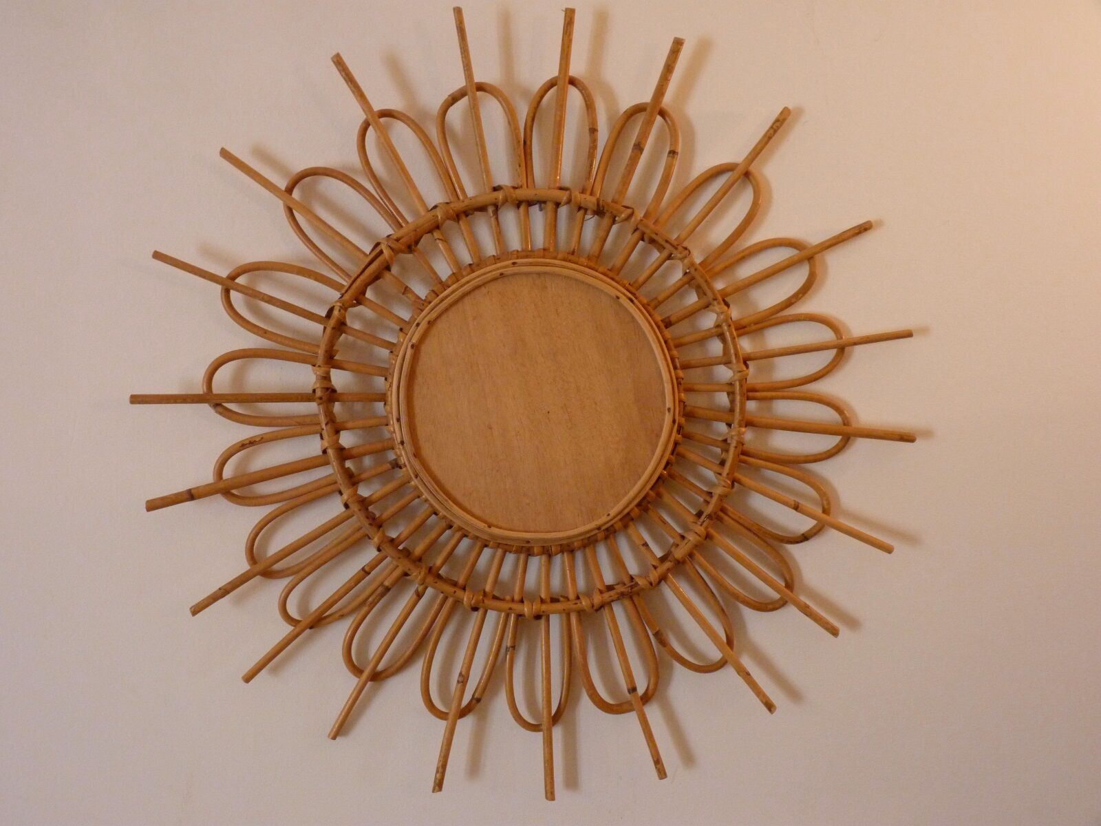 Rattan sun mirror from the 60's - 59x59cm