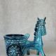 Vintage donkey turquoise blue plant pot / planter