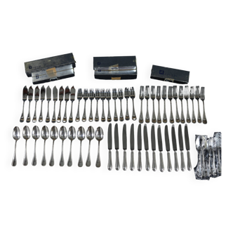 Ercuis silver plated cutlery set 1960s perle la fayette model, 60 pieces, like new, with boxes