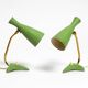 Pair of beautiful green Mid Century Modern Diabolo crow's foot table lamps