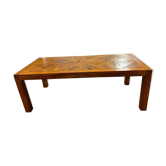 Table XL vintage en bois avec marqueterie