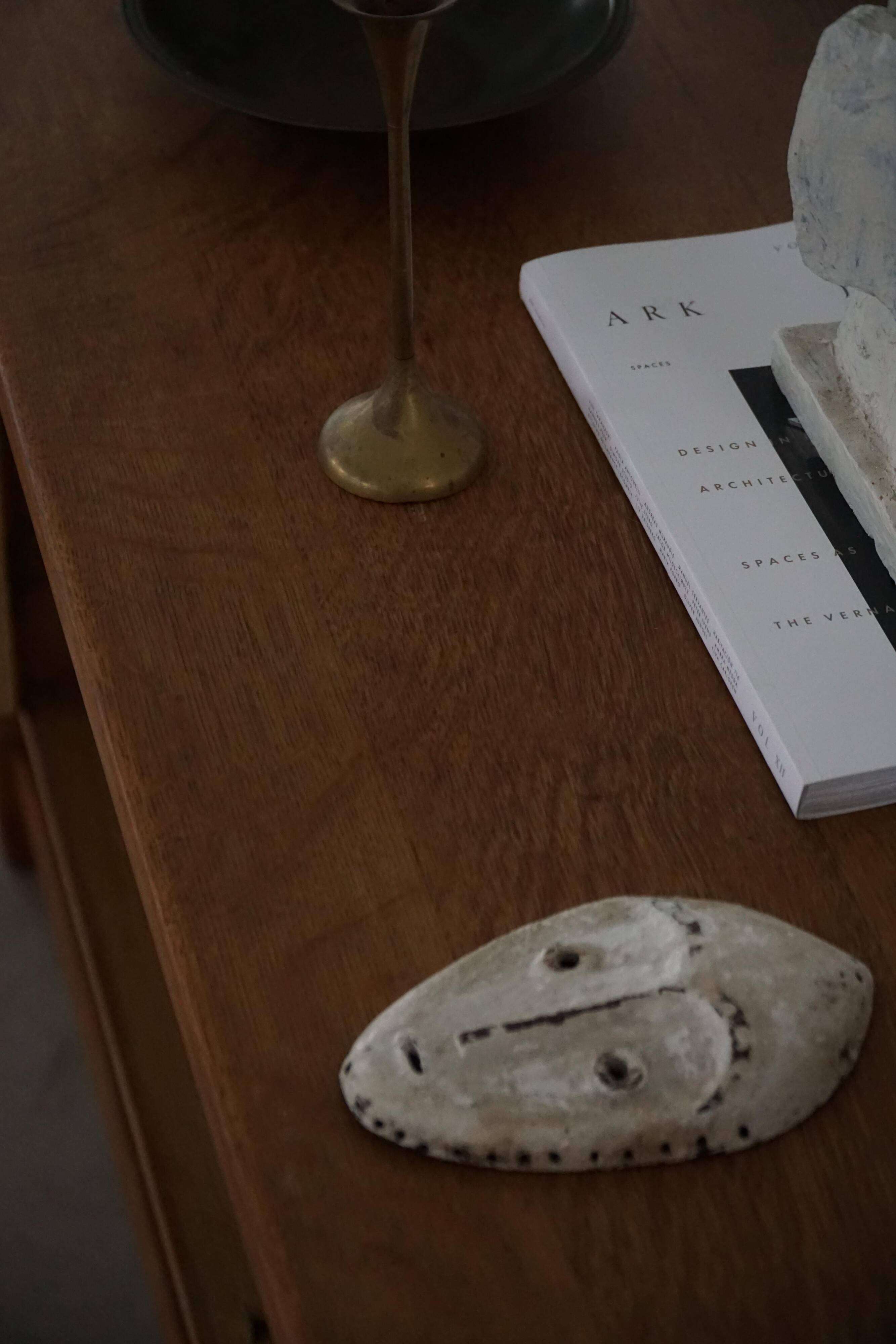 Low oak sideboard, mid-century modern, made by a Danish cabinetmaker, 1960s.