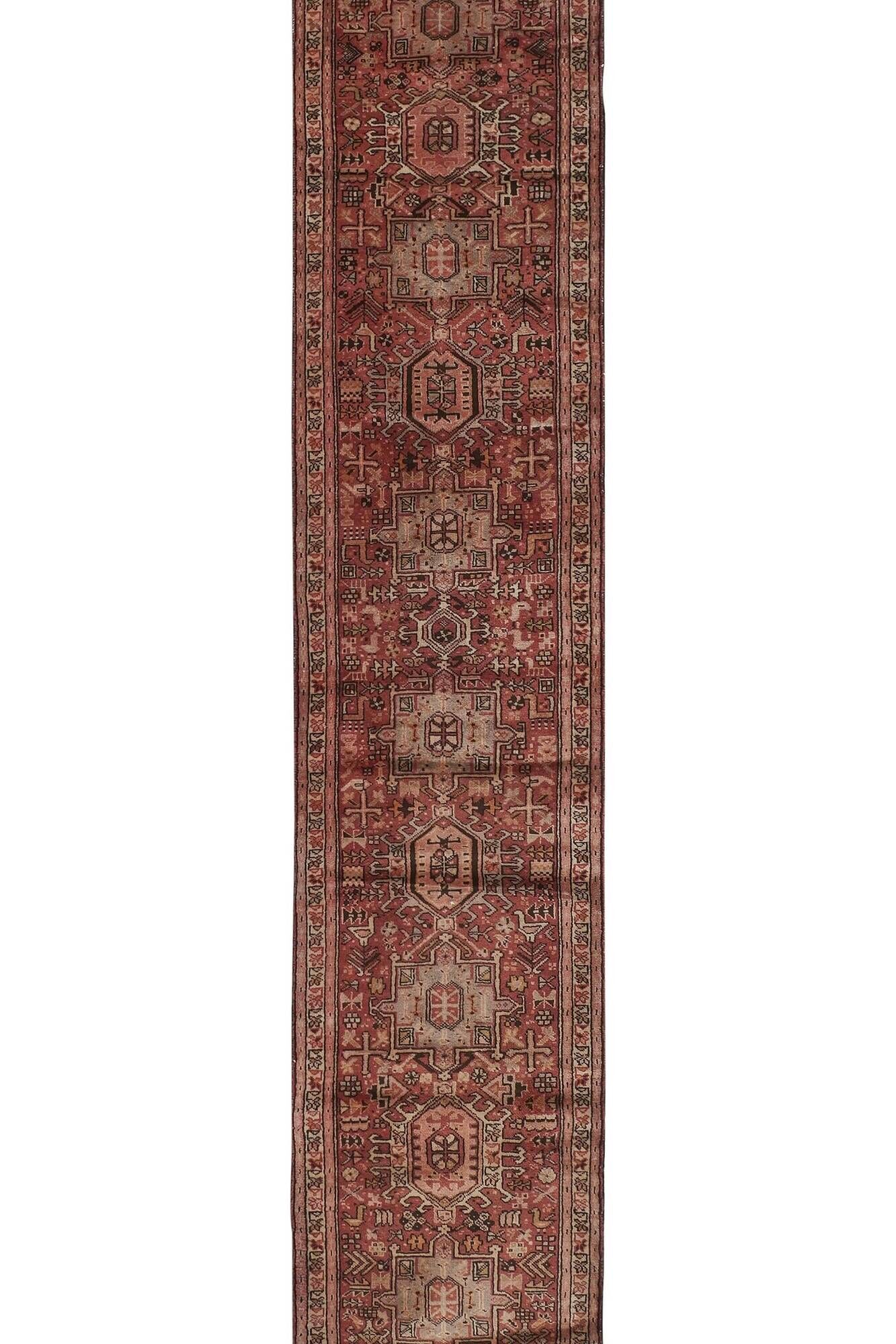 Vintage Turkish hallway rug 84x388 cm