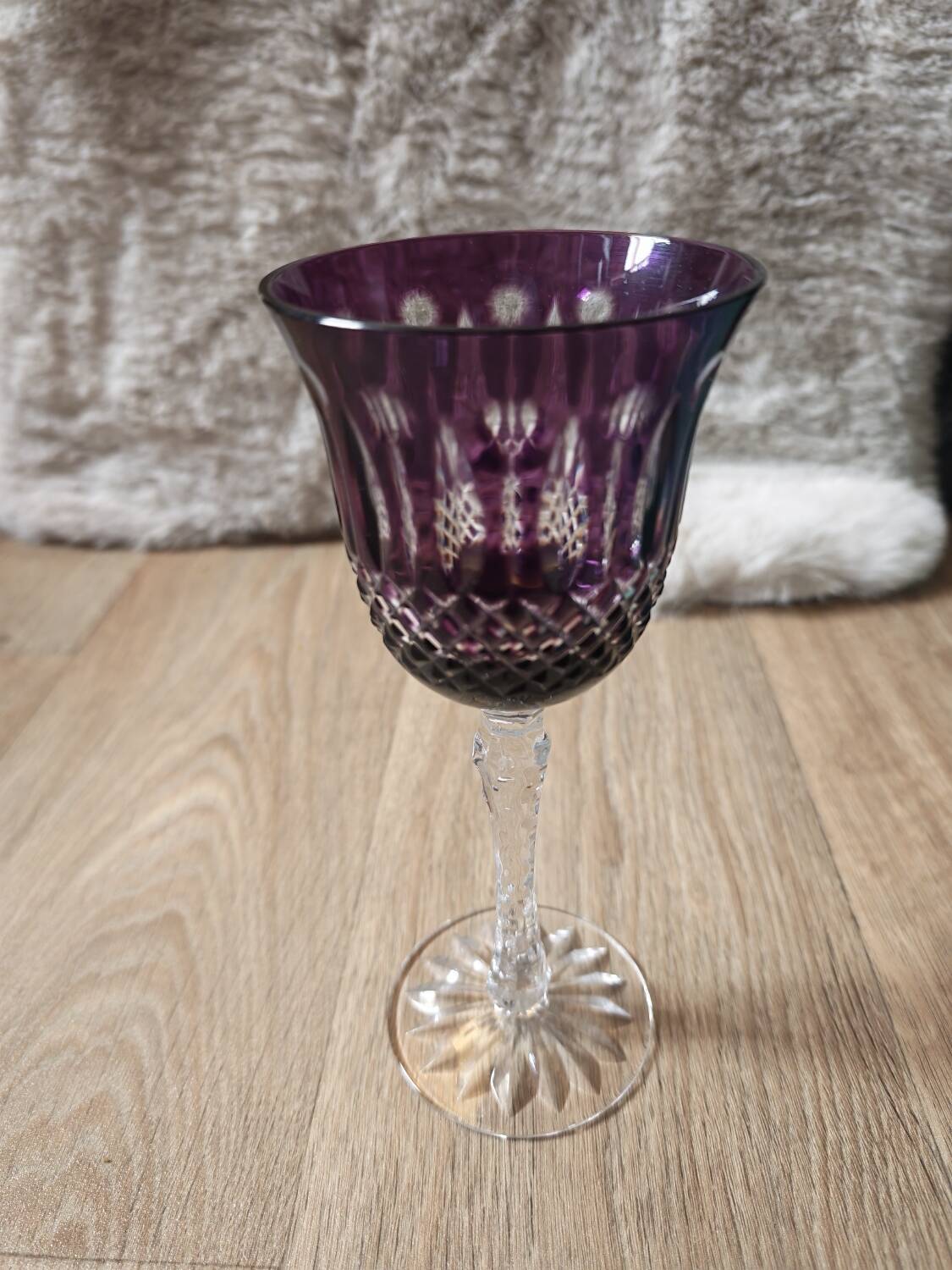 6 large coloured crystal goblets - Saint Louis Bac style