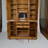 Art Nouveau oak buffet and dinanderie panels, circa 1910