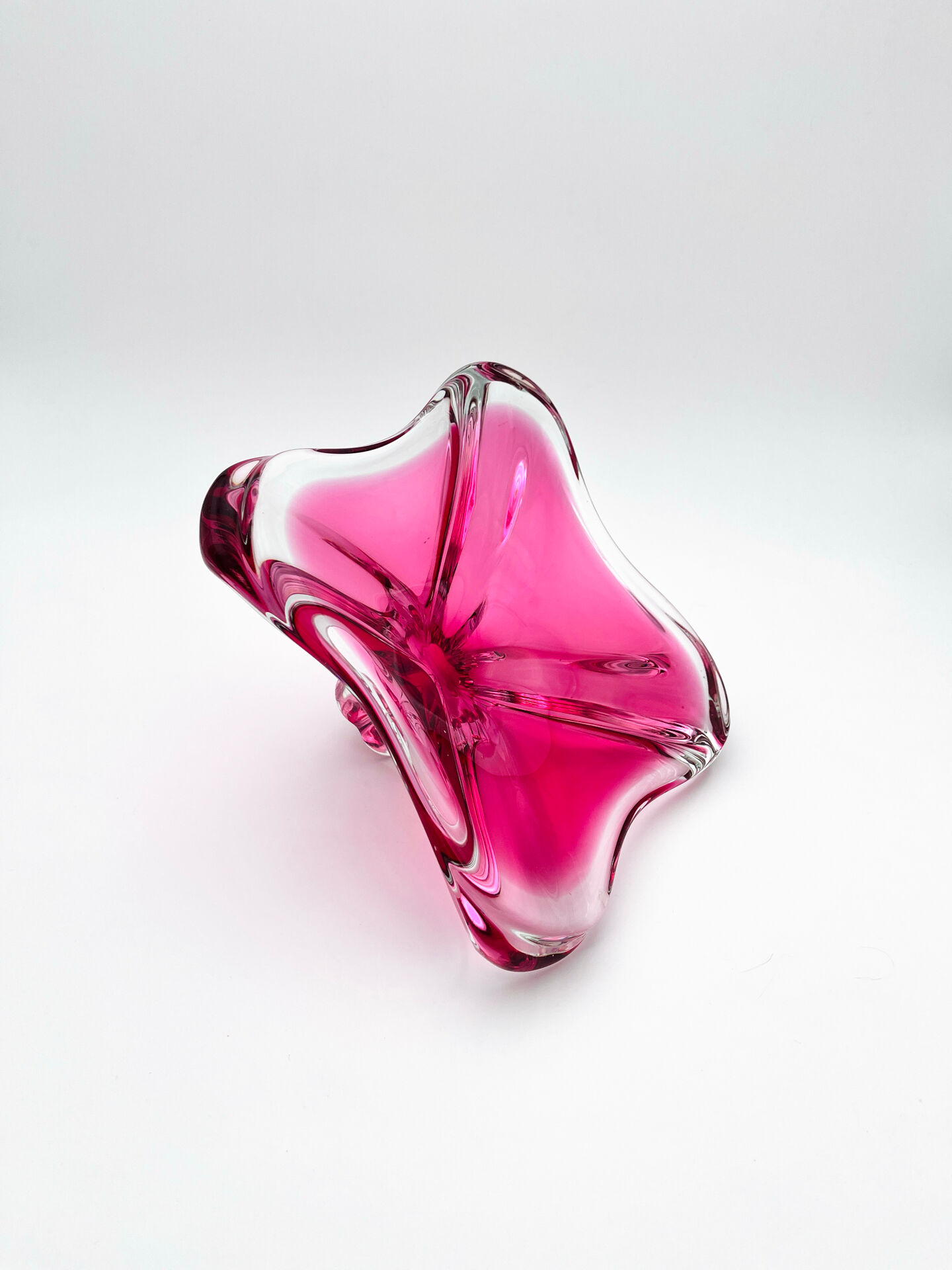 Large Crystal Bowl Bohemia Josef Hospodka 2.6kg Ruby Design 1960