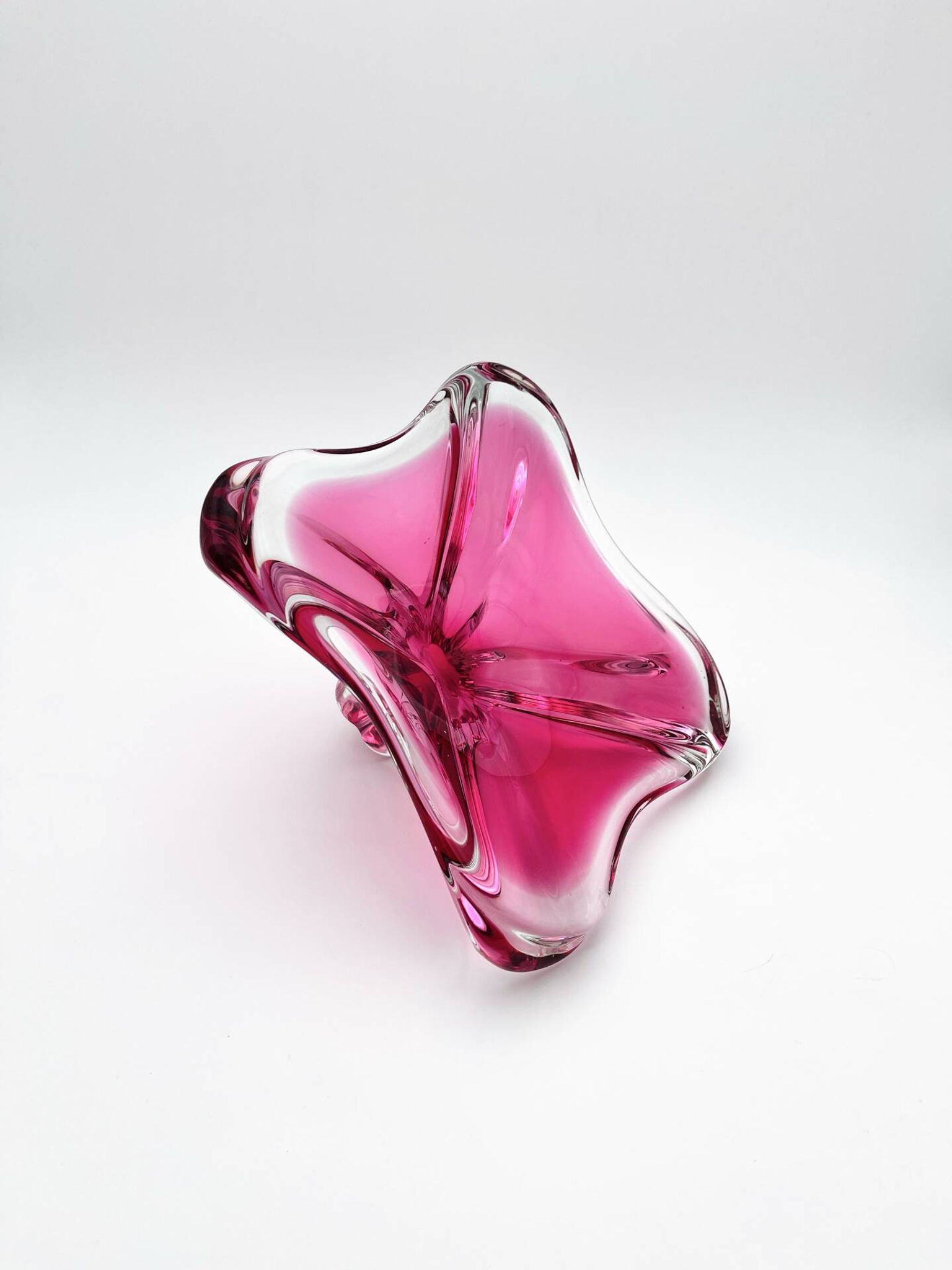 Large Crystal Bowl Bohemia Josef Hospodka 2.6kg Ruby Design 1960
