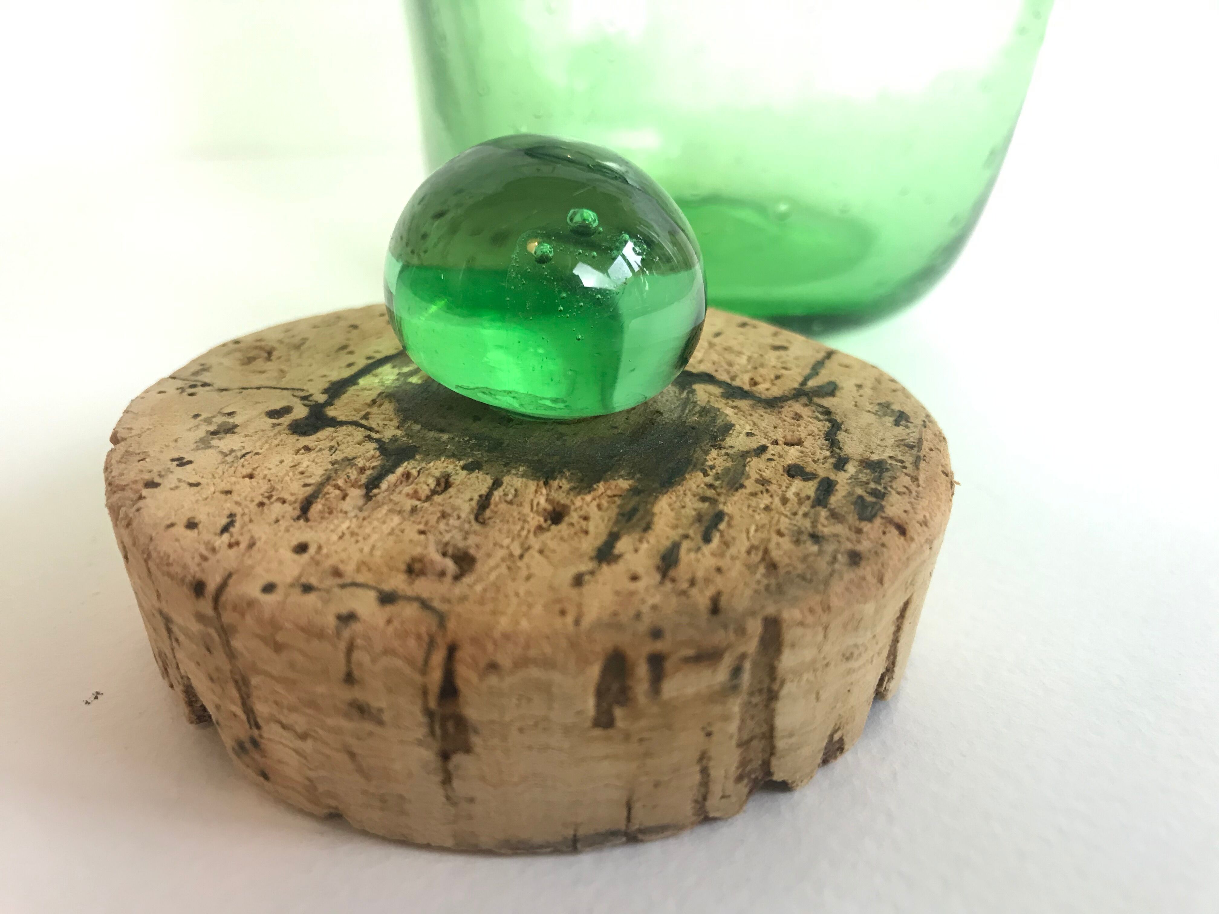 Green blown glass biot jar