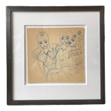Dessin à l'encre bleue par une adolescente