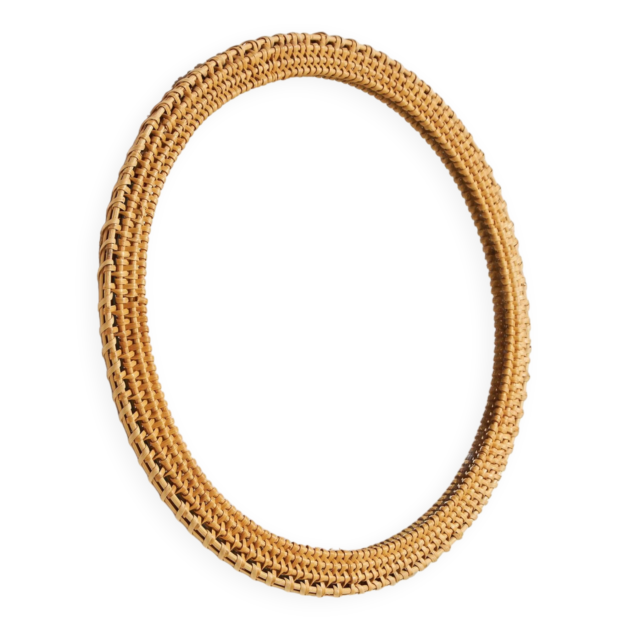 Round Wicker Framed Mirror, 1970s (MK10032)