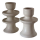 Set of two candlesticks in white tadelakt