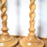 Pair of wooden candle holders