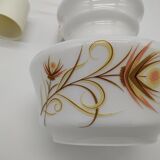 Seventies silkscreened opaline pendant lamp