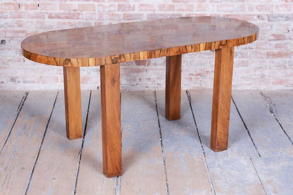 Czech Art Deco Table in Caucasian Walnut, 1930s