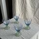 Set of 4 large blue and green glasses H14 D10