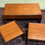 Coffee table with 2 tables in teak - 70s