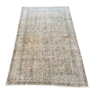 Sky blue oushak rug 140x230 turkish rug -blue overdyed rug