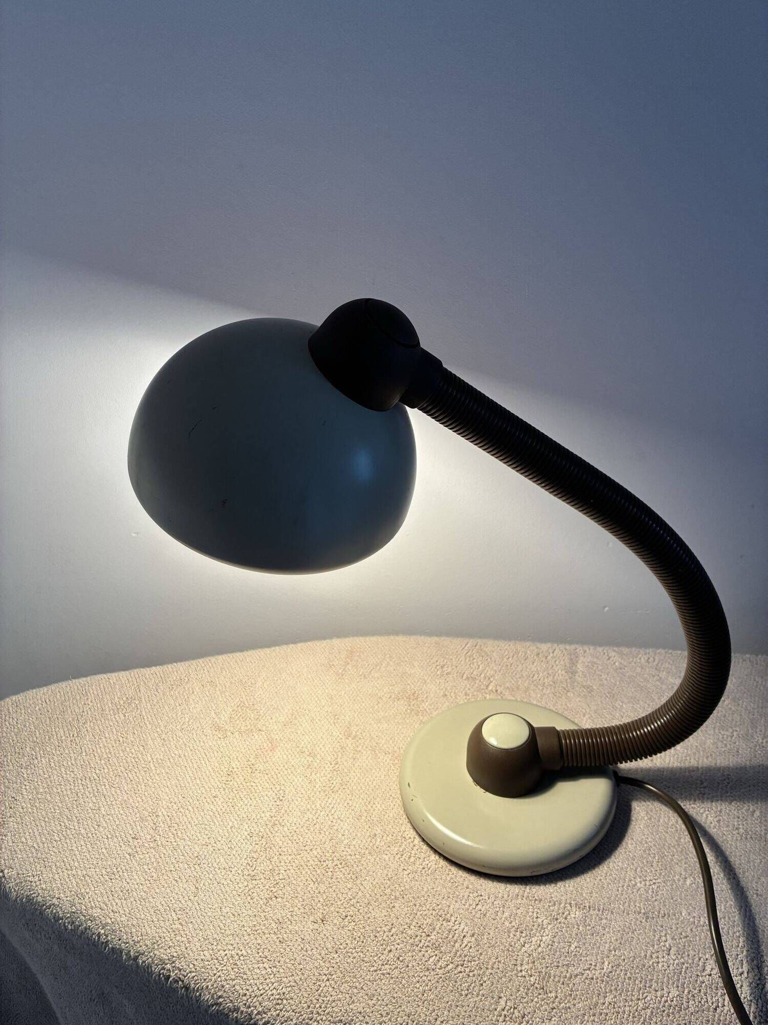 Klaus Hempel desk lamp for Hustadt Leuchten, ochre and beige, 1970s–80s