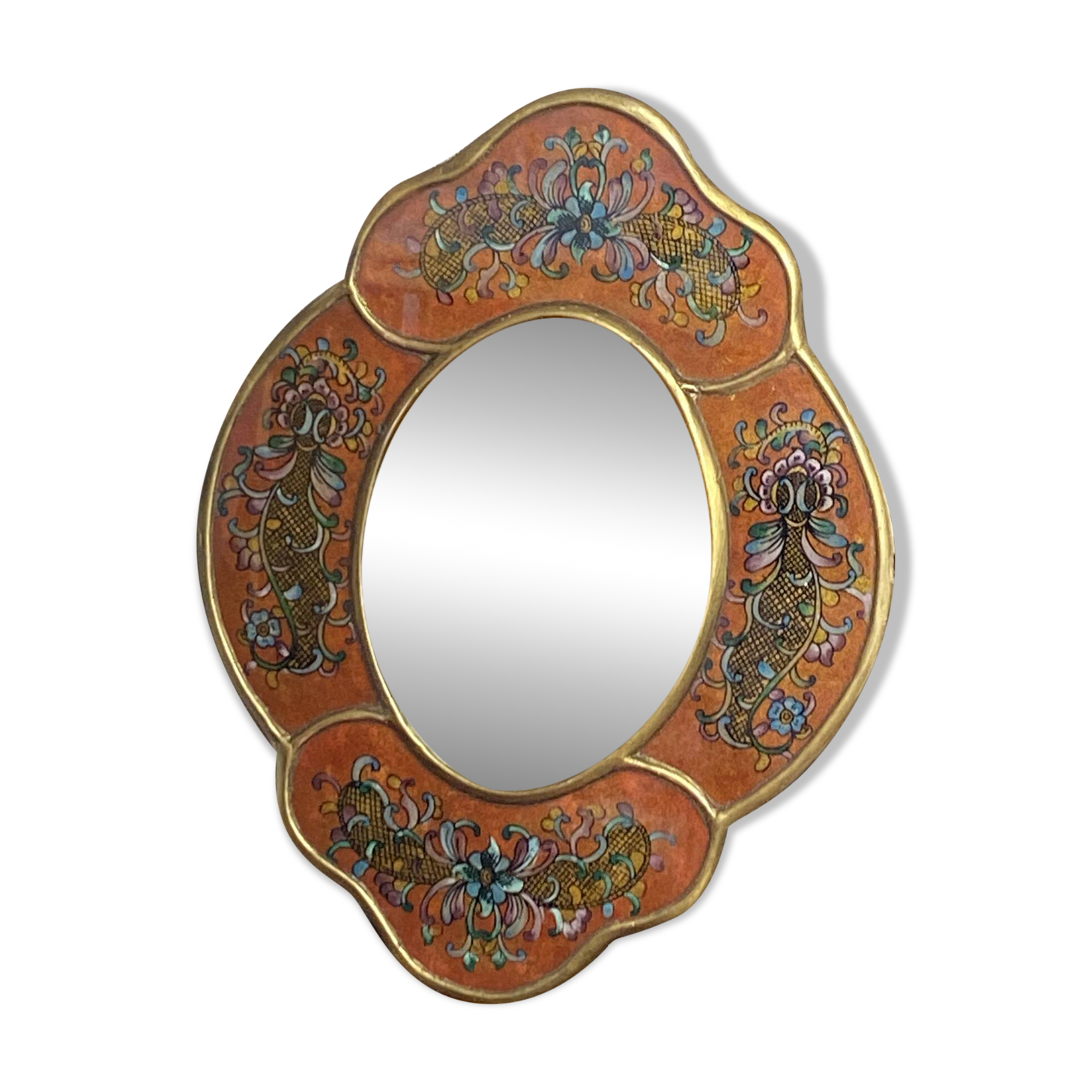 Miroir péruvien en bois et verre