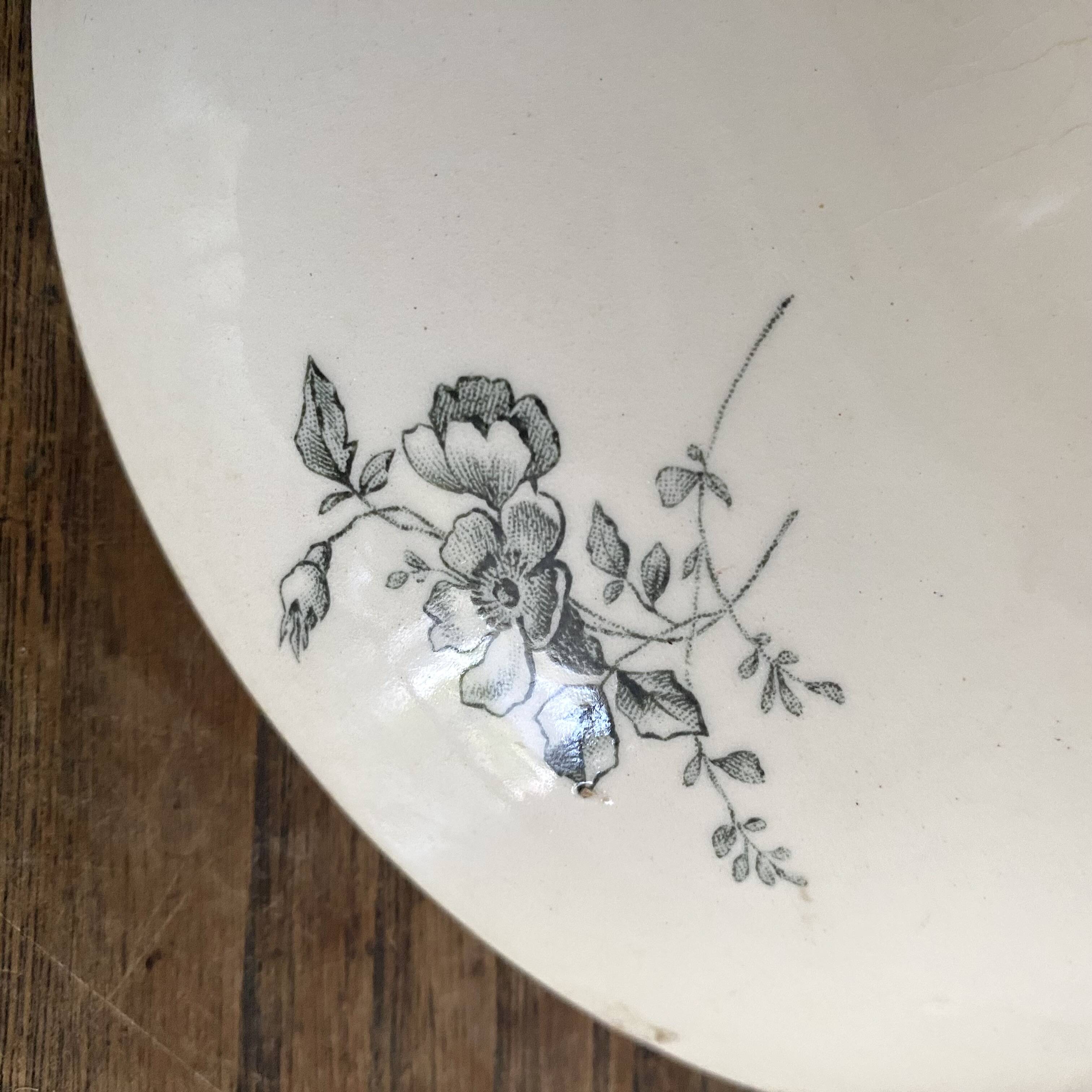 HB&Cie ironstone fruit bowl decorated with flowers, birds and butterflies
