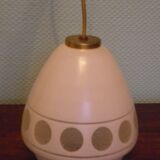 Space age style pendant lamp in opaque glass and granite